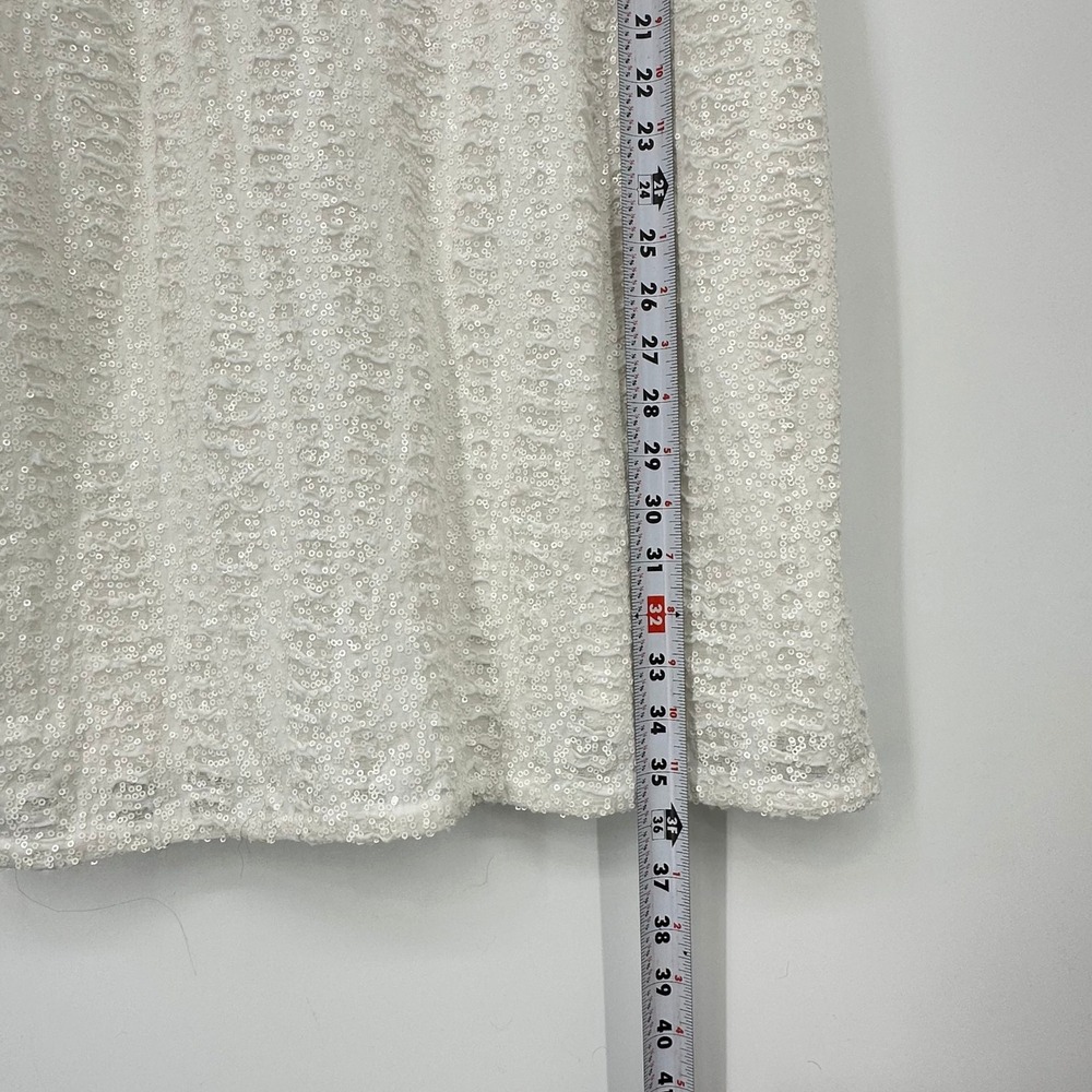 NWT ALBERTO MAKALI White Sequin Cap Shoulder Pad Scoop Sheath Mini Dress 12 - Picture 10 of 10